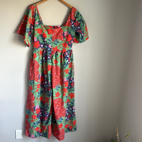 Carolina K Juvia Jumpsuit In Red Green Floral Tropical Large - Picture 3 of 13